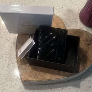 Kurt Geiger Glossy Black Quilted Card Holder